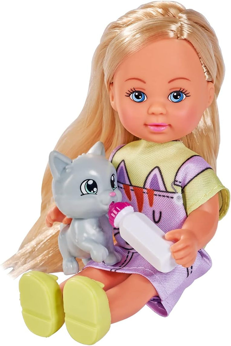 Simba 105733591 - Evi Love Kitty 2 Ways Match Solo UN articolo Spedirà la bambola con un simpatico vestito da gatto con gattini e borraccia 12 cm Bambola da gioco dai 3 anni in su