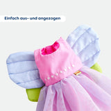 Vestiti per bambole HABA Fairy Magic - Set da 2 pezzi per bambole da 18 mesi in su (30 cm) - Abito in tulle con ali, fascia per capelli con fiori inclusa - 1306243001