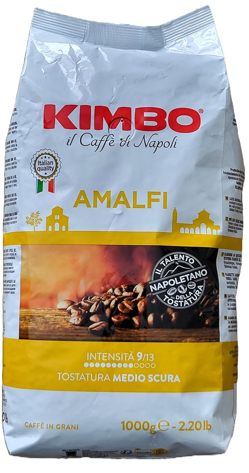 Caffè Amalfi in grani interi (100% Arabica), tostatura media, sacchetto da 1 kg