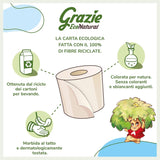 Carta Igienica Grazie Natural, Econatural, 56 Rotoli, Carta Igienica Riciclata Fibrepack, 100% Ecologica, Eco-Friendly, Certificata Ecolabel e FSC Riciclata, Made in Italy