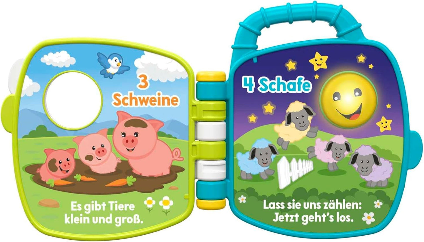 Fisher-Price Libro dei Canti Musicali degli Amici degli Animali | Giocattolo per bambini da 6 mesi, 1 anno per ragazze e ragazzi | Giocattolo per bambini | Libro di musica con suoni ed effetti luminosi | Giocattolo educativo (tedesco), GFP29 Jucarii Bebe Naty Shop
