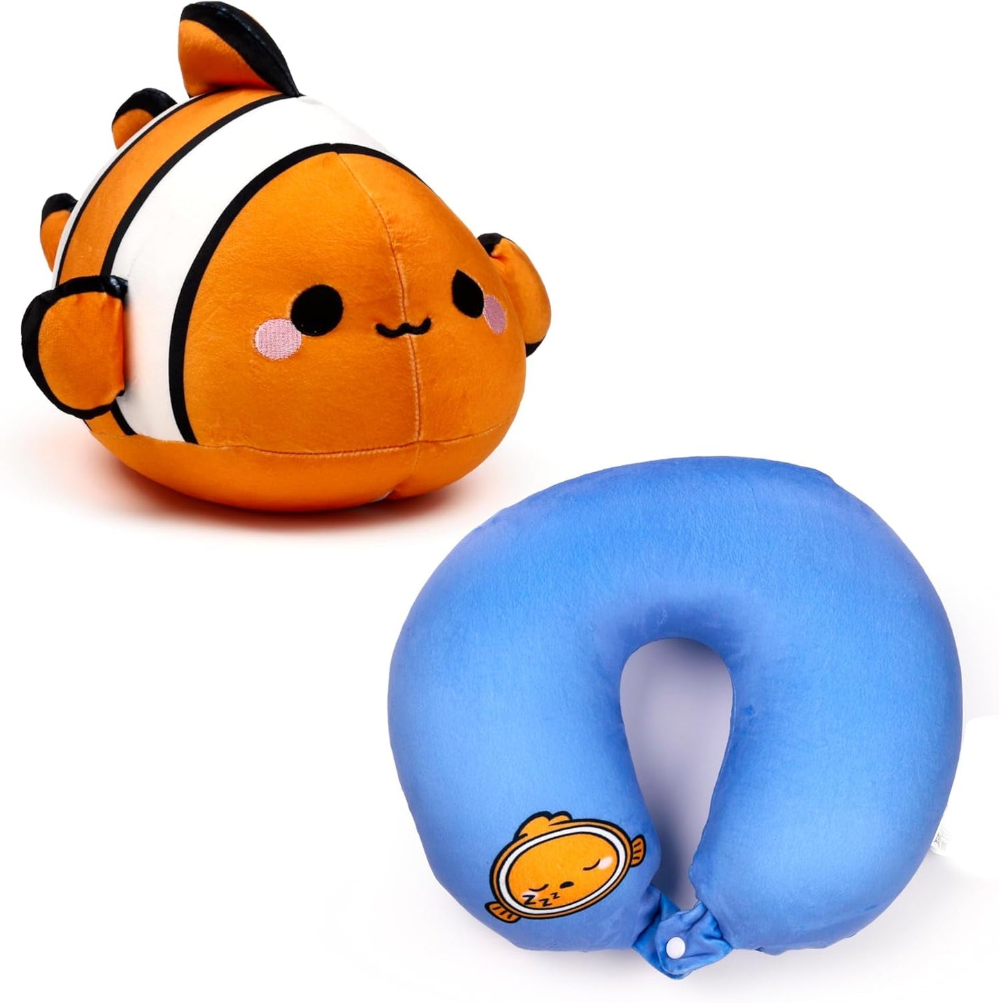 Puckator Swapseazzz Adoramals pesce pagliaccio oceanico cuscino da viaggio 2 in 1 e peluche Cuscini da viaggio Naty Shop Titolo predefinito