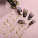 JMEOWIO 6 Black 3D Nagelsticker Goldene Unregelmäßige Geometrische Nail Art Sticker Self-klebend Nagelaufkleber 5D Stereoscopico Dekoration Nageldesign Zubehör