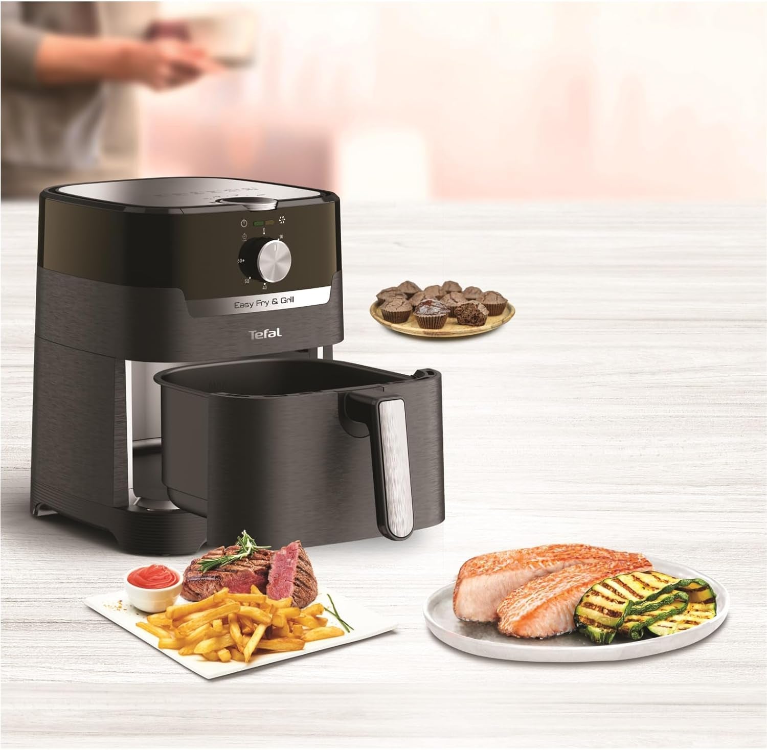Friggitrice ad aria classica Tefal EY5018 Easy Fry & Grill, tecnologia 2 in 1 (friggitrice ad aria e grill), XL, 4,2 litri per 6 porzioni, 1550 watt Elettrodomestici Naty Shop