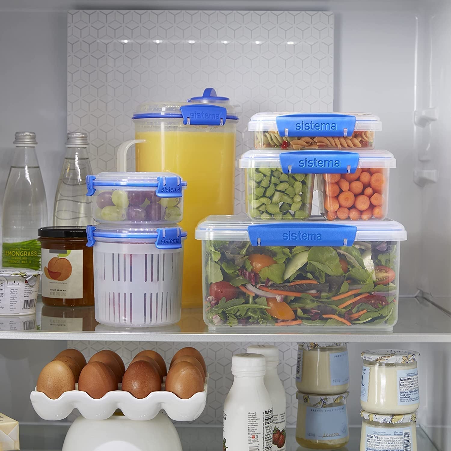 Barattolo per la conservazione degli alimenti KLIP IT System Barattolo per la conservazione degli alimenti impilabile da 5 litri con coperchio per frigorifero/congelatore Adatto per clip in plastica blu senza BPA 1 pezzo (confezione da 2) Scatole per la conservazione degli alimenti Naty Shop