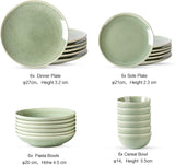GBHOME Set di stoviglie in ceramica per 6 persone, set di piatti e ciotole dipinti a mano da 24 pezzi, gres antigraffio, lavabile in lavastoviglie e adatto al microonde