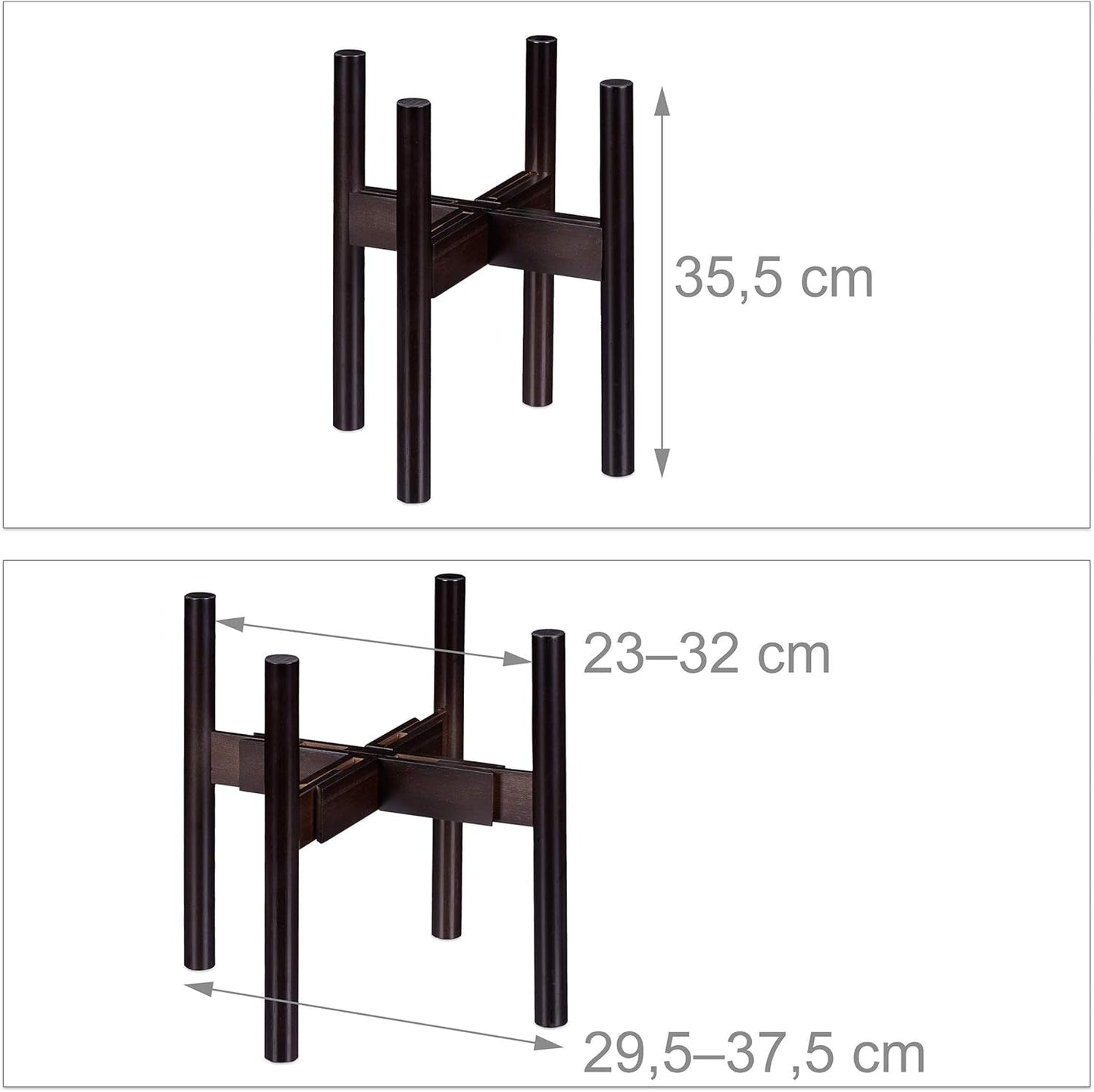 Relaxdays Portafiori in bambù, regolabile individualmente, per vasi da fiori fino a 32 cm, supporto per piante, H: 35,5 cm, marrone, 1 pezzo 10028823