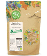 Riso integrale biologico a grani corti Wholefood Earth 3 kg Non OGM Fonte vegana di fibre da agricoltura biologica controllata