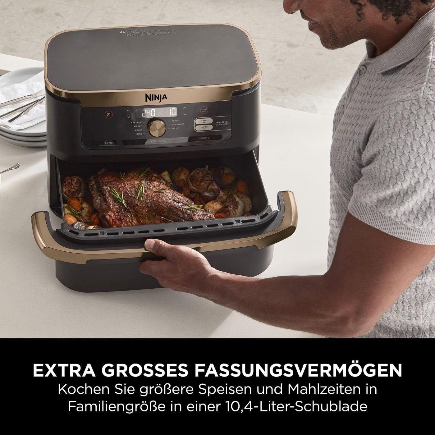 Friggitrice ad aria doppia zona Ninja Foodi Flexdrawer, Elettrodomestici AF500EUCP Naty Shop