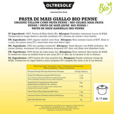 Pasta di mais gialla biologica italiana senza glutine, formato Penne - pasta senza glutine, farina di mais gialla 100% biologica, vegana, confezione da 3 confezioni da 350 g