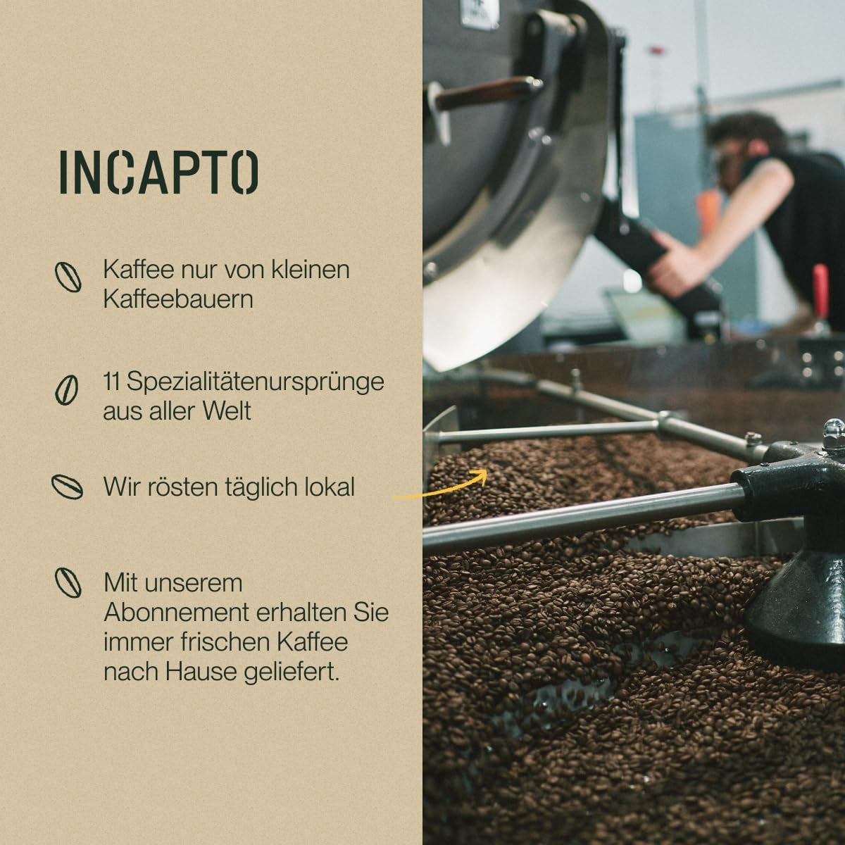 Incapto Spezialitäten-Kaffeebohnen | Colombiano monorigine | Espresso 100% Arabica | Caffè Speciale 84 Punti SCA | Geröstete Bohnenkaffee tradizionale | Piantaggine Huila, Cadefihuila, 1kg