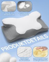 Cuscino per il collo 2 in 1 Cuscino in memory foam Cuscino ortopedico ergonomico Cuscino di supporto per collo a 2 altezze per dormire per supporto laterale/schiena/pancia Cuscini ortopedici cervicali Naty Shop
