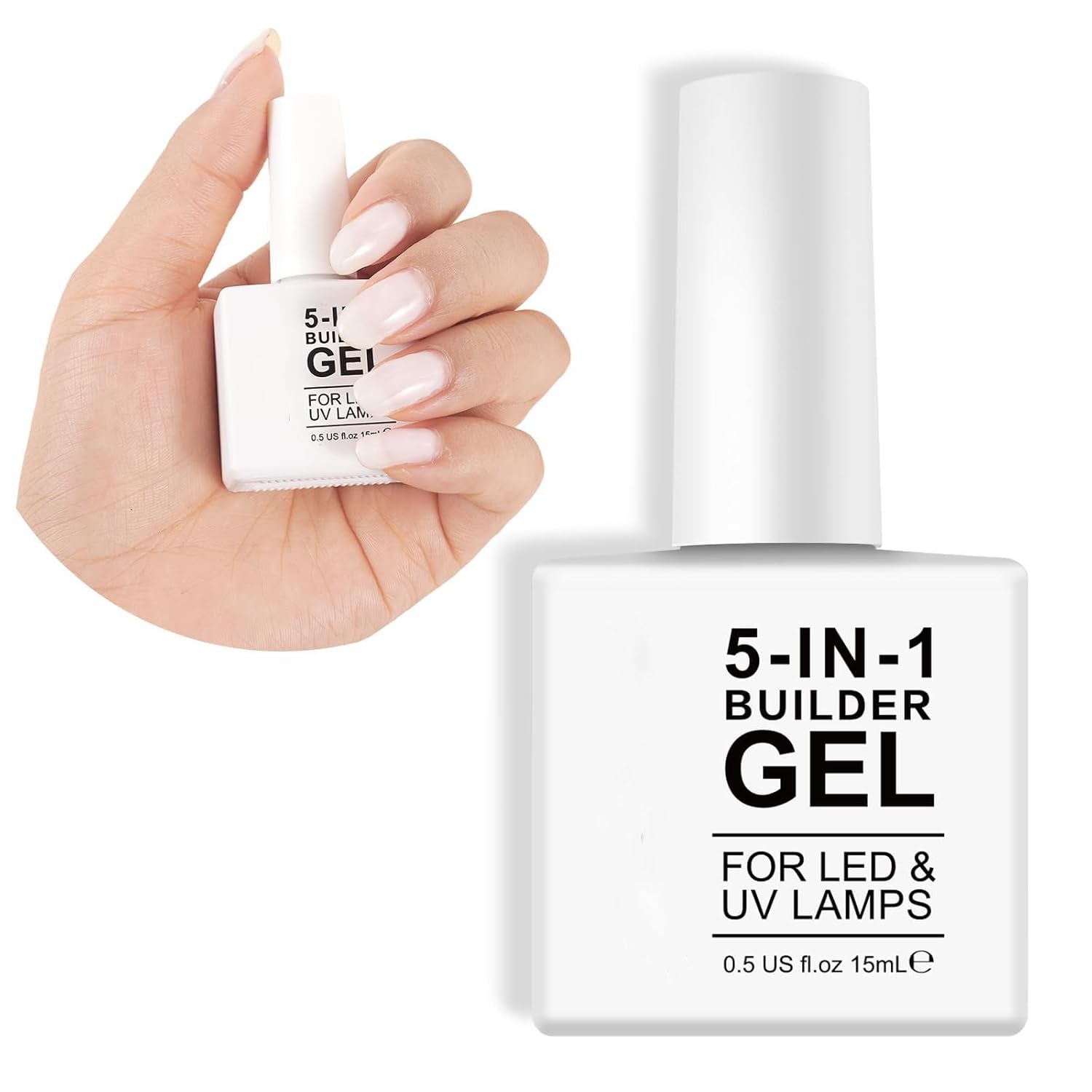 Gel per ricostruzione unghie 5 in 1 da 15 ml, gel per ricostruzione unghie, gel per ricostruzione unghie, smalto per unghie UV/LED, extension, nail art, adesivi, gel per ricostruzione unghie (bianco)