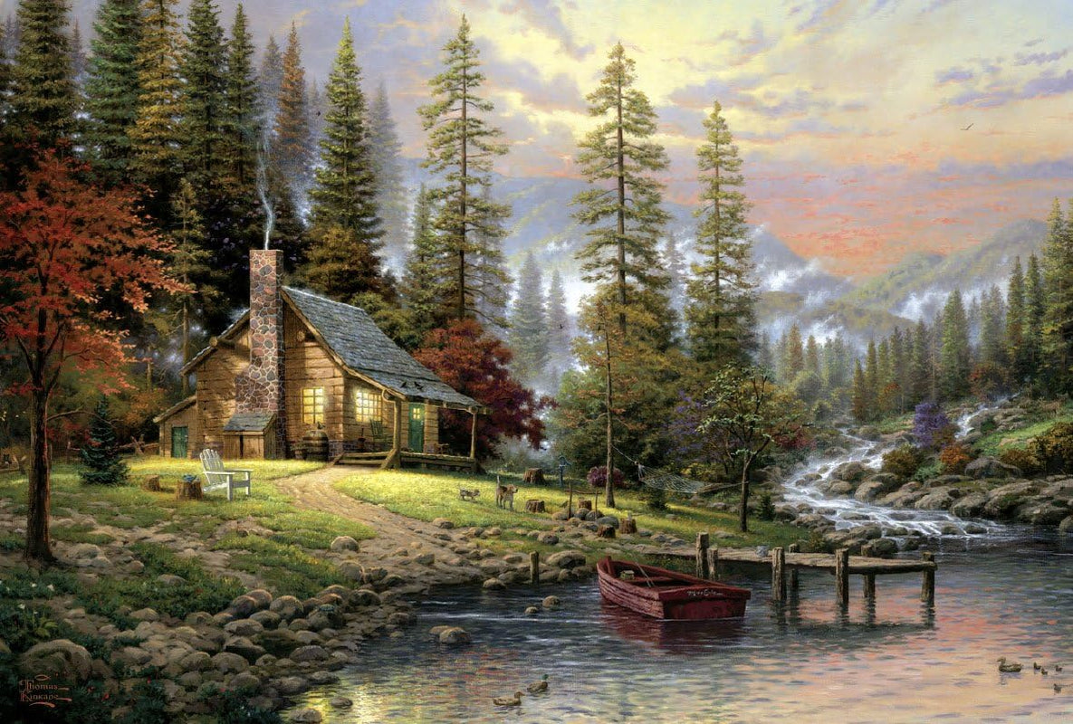 Schmidt Spiele 58455 Thomas Kinkade House in the Mountains Puzzle da 500 pezzi Naty Shop Titolo predefinito