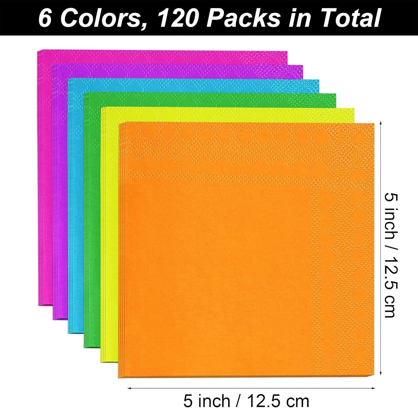 Tovaglioli da cocktail da 120 pezzi Tovaglioli di carta 2 veli Accessori per feste 6 colori
