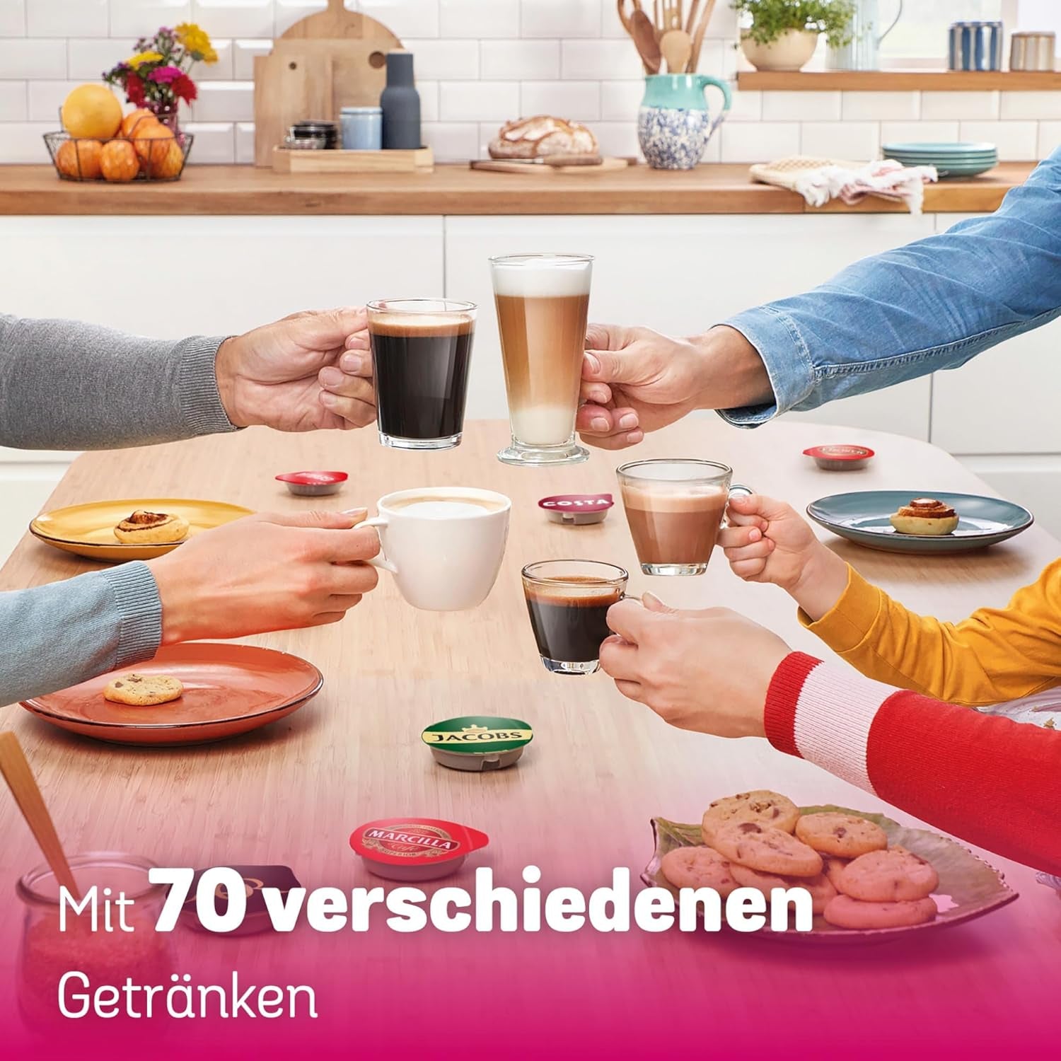 Bosch Tassimo Happy Friendly TAS102E Macchina per caffè a capsule, 70+ bevande, Adatta a tutte le tazze, Auto-Stop, Sostenibile, Dosaggio perfetto, Salvaspazio, 1400 W, Nero
