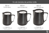 Caraffa per latte APS - Caraffa per latte di alta qualità con rivestimento antiaderente, in acciaio inossidabile - Perfetto per montare la schiuma di latte - Caraffa universale, nera, 600 ml