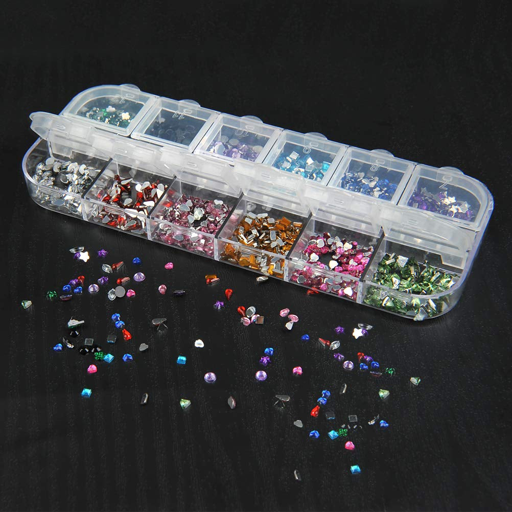 Strass per unghie con strumenti a punti, Decorazione unghie 3D, Set pietre glitter per unghie, Glitter per nail art, Accessori per unghie Design per unghie con pinzette
