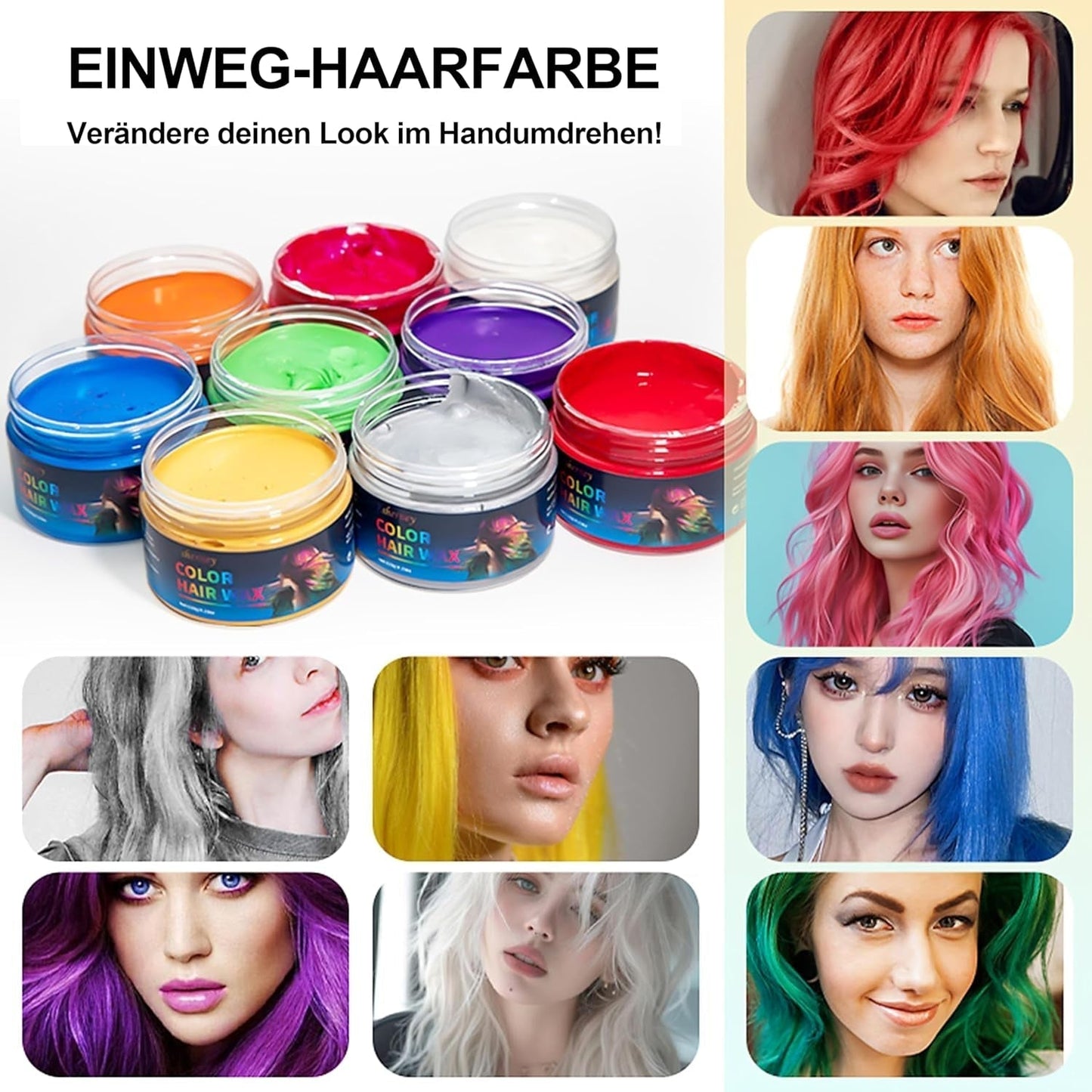 Tintura Per Capelli Verde Temporanea - Cera Colorante Per Capelli, Tonalità Per Capelli Per Uomini Donne, Pomata Per Capelli Naturale, Cera Colorante Per Capelli Con Clip Colorate Per Colorazioni Pazzesche Per Feste (4,23 Once, Verde) Naty Shop Tinture Per Capelli