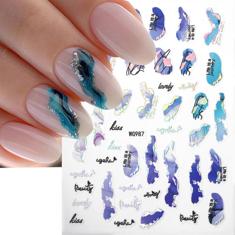 Adesivi per unghie in marmo 6 colori adesivi autoadesivi argento bronzer adesivi per unghie in marmo sbocciato Adesivi per unghie in marmo 3D accessori di design adesivi per nail art set di adesivi per unghie lamina per unghie