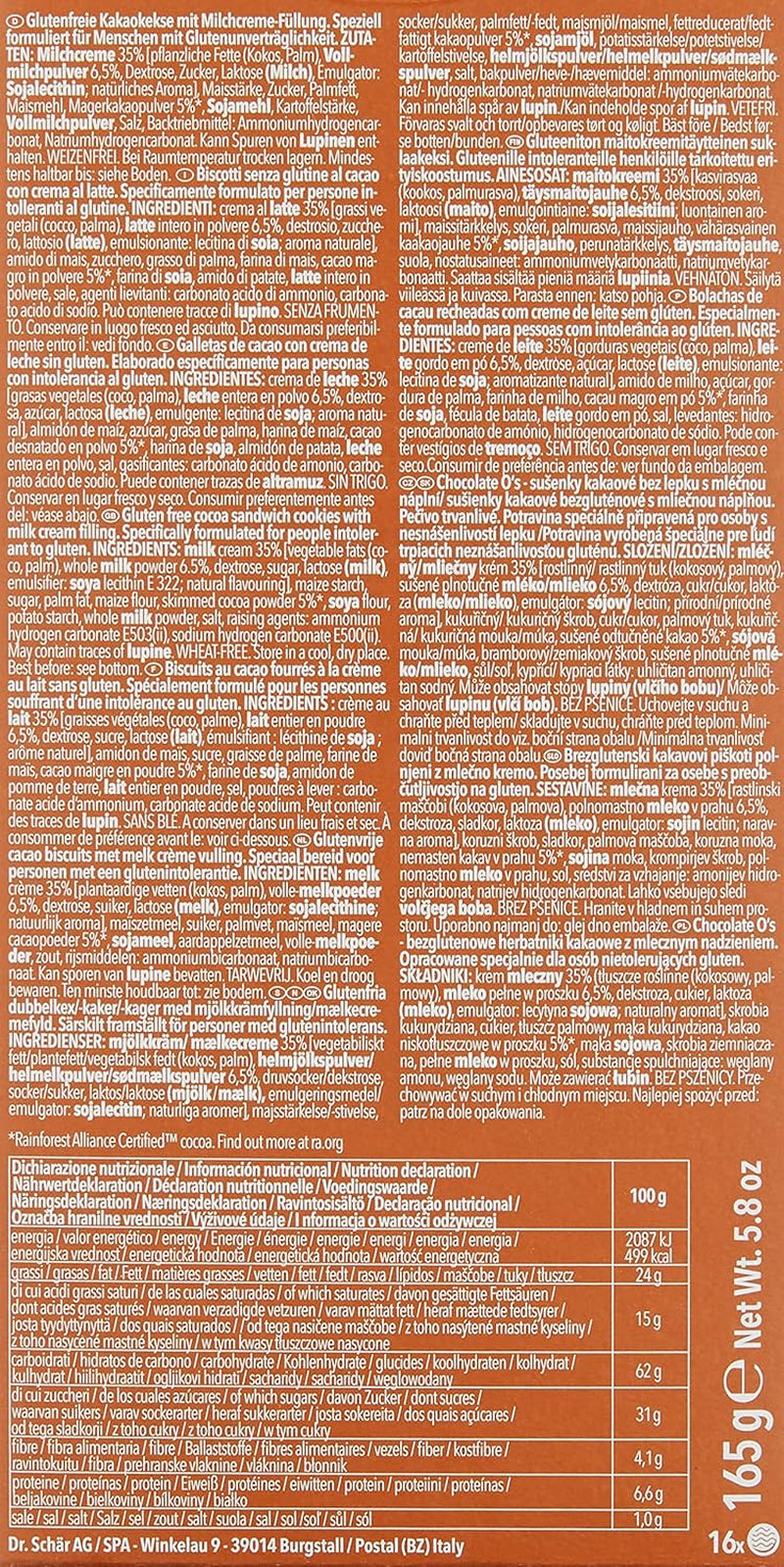 Biscotti al cacao Chocolate O'S, 165 g