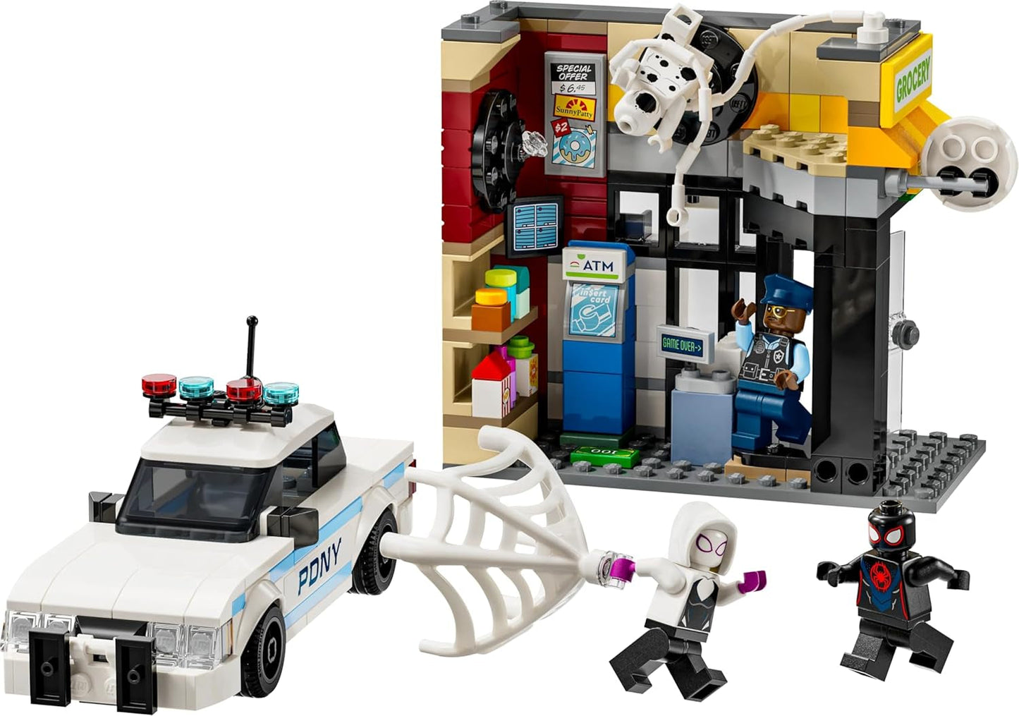 LEGO Marvel Spider-Verse: Miles Morales vs. Spot - Set da gioco supereroe con macchinina - 4 minifigure e minimarket - Regalo per ragazzi e ragazze dai 9 anni in su 76311 Set da costruzione Besuche den LEGO-Store