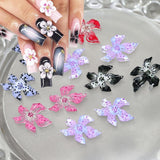 50 ciondoli per unghie con fiori 3D, nail art in gel 3D, ciondoli per unghie, gioielli estivi colorati, accessori per unghie fai da te, cristalli di fiori di ibisco in rilievo, nail art sfumata per le donne