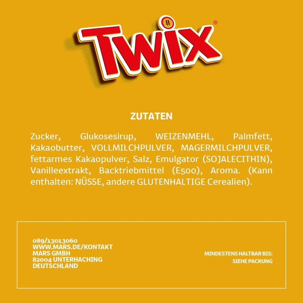 Tavolette di cioccolato bianco Twix; caramello, biscotti, cioccolato bianco; confezione multipla di cioccolatini; 5 barrette (5 x 46 g)
