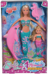 Simba 105733336 - Steffi LOVE Sirena Amici Magica Sirena Bambola con Sorella Evi, Delfino e Altro, Giocattolo per Bambini dai 3 Anni in su Bambole Naty Shop