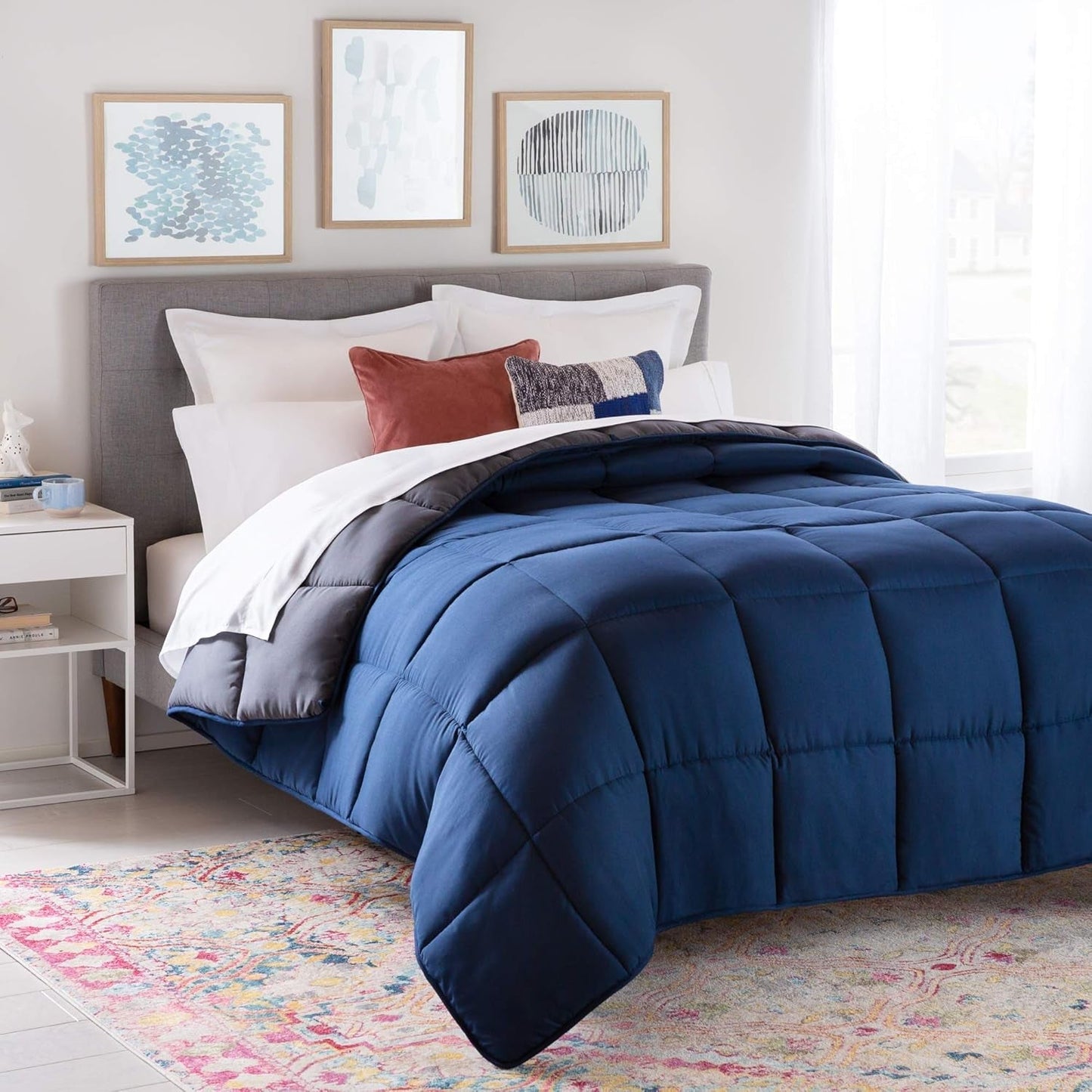 Piumino quattro stagioni Linenspa - piumino singolo in microfibra 10,5 Tog - Oeko-Tex, piumino alternativo con piumino, bianco Piumini e trapunte Naty Shop Blu navy/grafite Letto matrimoniale