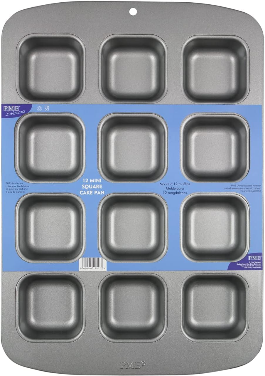 CSB106 Quadratische Antihaftbeschichtete Backform Mit 12 Minilöchern Aus Karbonstahl, Edelstahl, Silver, 37.3 X 26.1 X 3.1 Cm Stampi e vassoi per dolci Naty Shop