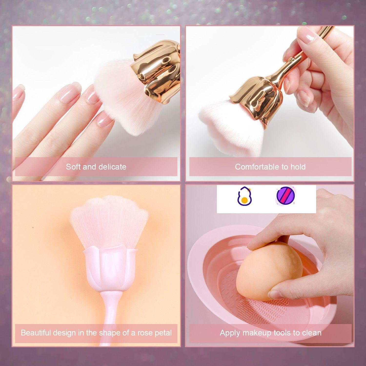 2 contenitori per il trucco dei blumen, 1 waschschüssel, pennelli per nail art, contenitori per il trucco del fondotinta, accessori per il trucco per nail art