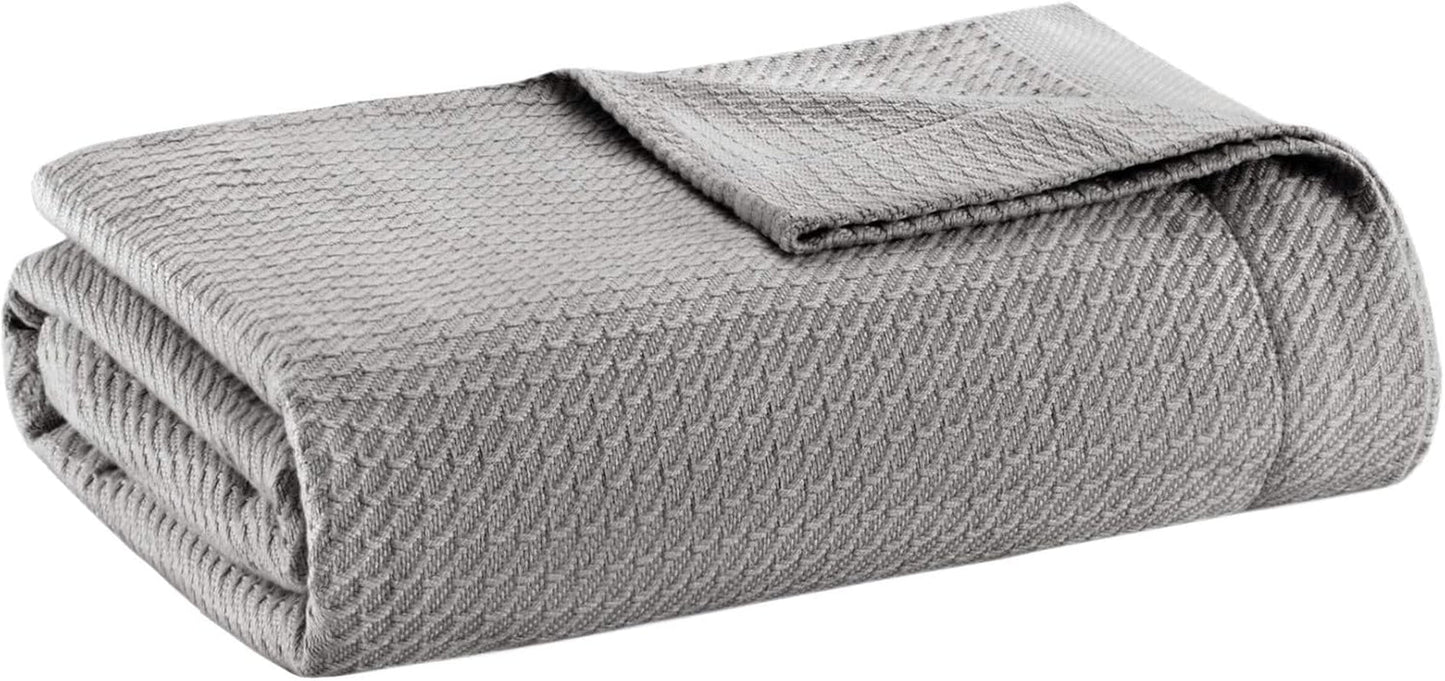 Madison Park 100% cotone egiziano, coperta confortevole e traspirante, di lusso, stagionale, leggera, per letto, divano, letto matrimoniale/letto matrimoniale Rose Naty Shop, trapunte grigie, completo/queen (90"X90")