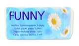 Carta igienica divertente AG-014, 3 veli, 250 fogli, 9,5 cm x 11 cm, bianco, confezione singola da 8 rotoli