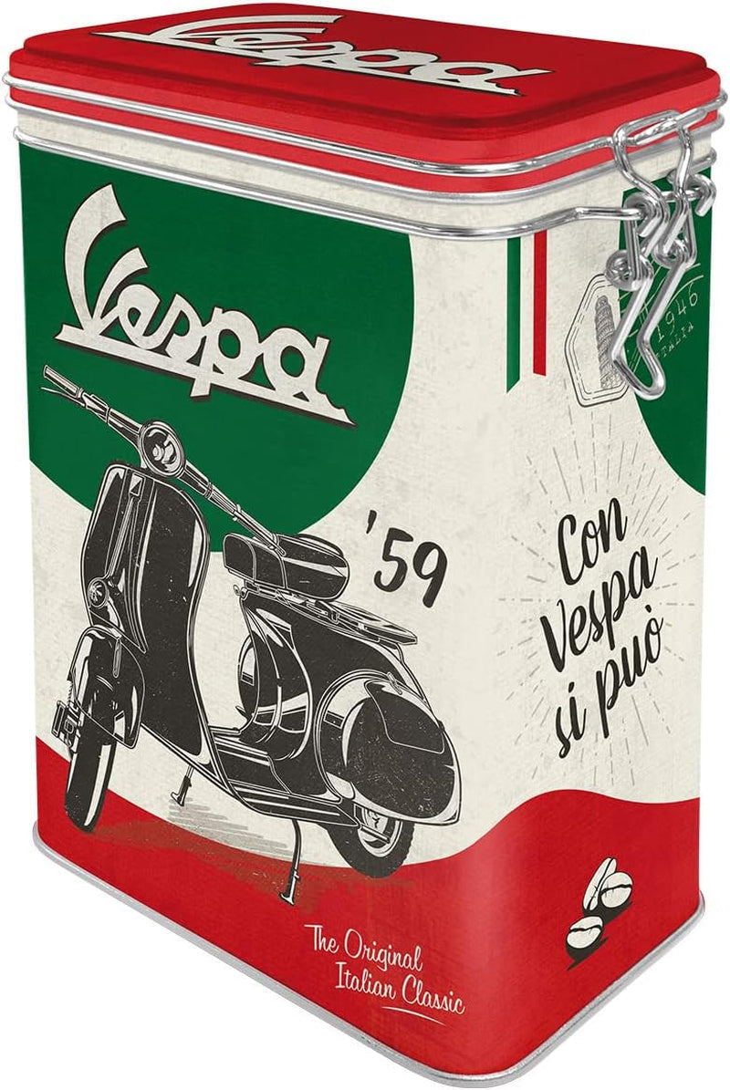 Nostalgic-Art Retro Coffee Box, 1.3L, Vespa - Classico italiano - Idea regalo per gli appassionati di scooter, Prodotto originale con licenza (OLP), Decorazione per officina dal design vintage, Decorazione per officina dal design vintage Scatole per la conservazione degli alimenti Naty Shop Titolo predefinito