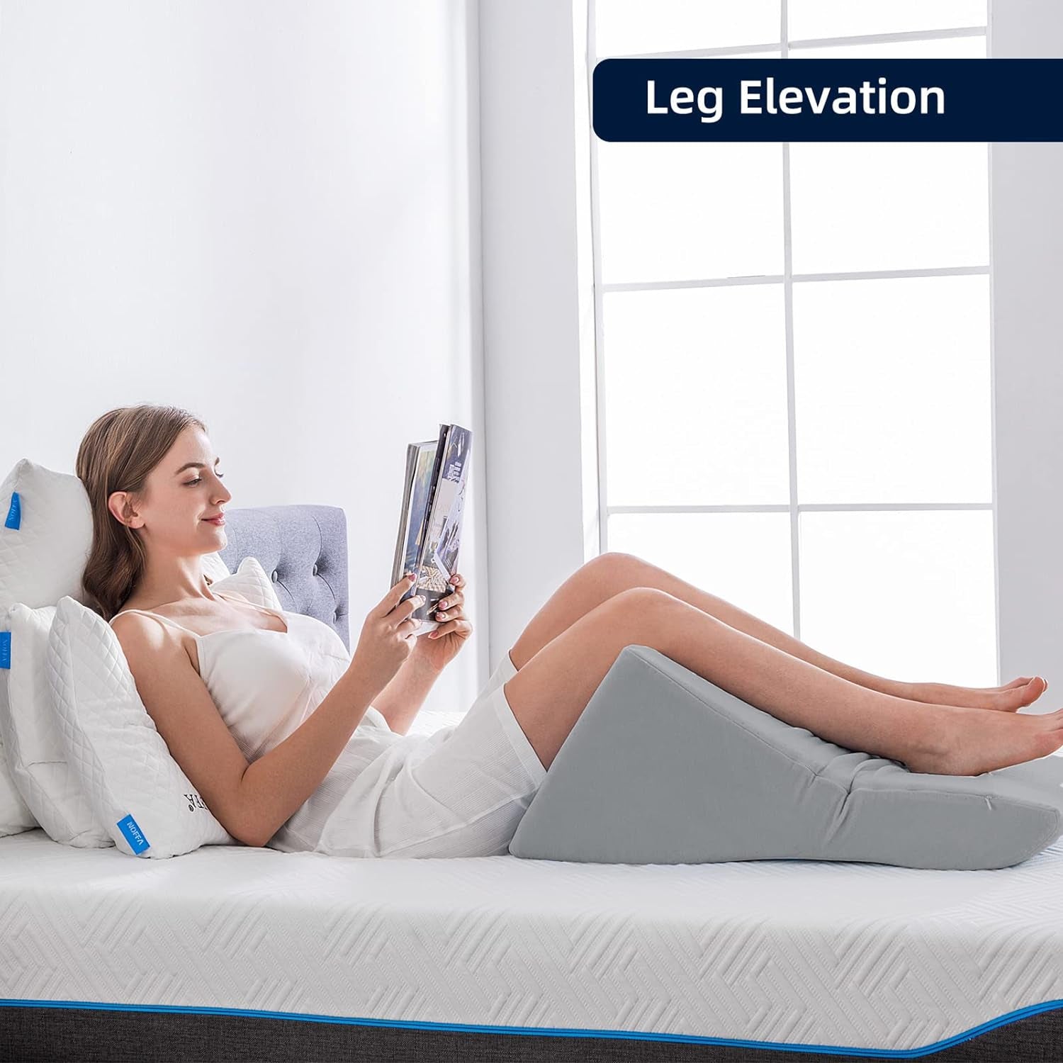 Cuscino da Lettura per Letto e Divano - Cuscino in Piuma Memory Foam - Cuscino per Schienale ergonomico - Perfetto per sostenere la schiena mentre ti rilassi, giochi, leggi o guardi la TV - Ampio