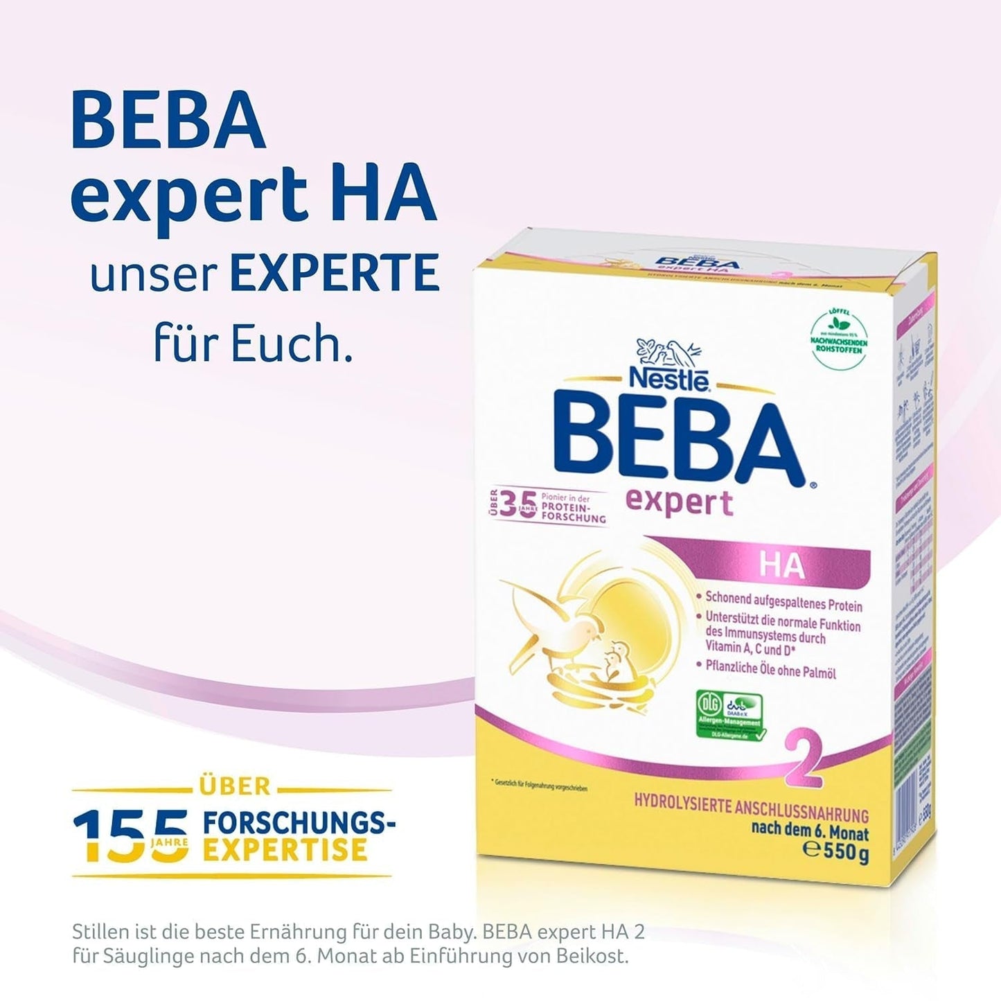 BEBA Expert HA 2 Latte di proseguimento dopo 6 mesi, omogeneizzato con proteine ​​idrolizzate, solo lattosio, senza olio di palma, confezione da 6 (6 x 550 g) Naty Shop