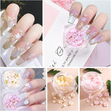 6 scatole di ciondoli di creazione di fiori 3D, decorazioni di fiori in acrilico con strass in oro e decorazioni in argento, pietre preziose, gioielli per ragazze, donne, design fai da te, decorazioni per bastoncini...
