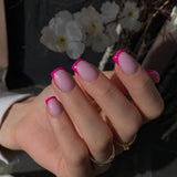 Punte francesi lunghe Colla glitter dorata su unghie lunghe quadrate Punta francese glitterata Unghie finte Set Unghie artificiali quadrate per le donne 24 pezzi