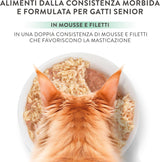 Pollo Silver con mousse e filetti d'anatra, alimento umido completo per gatti anziani, senza cereali, supporto immunitario, fonte di umidità, 12 x 70g