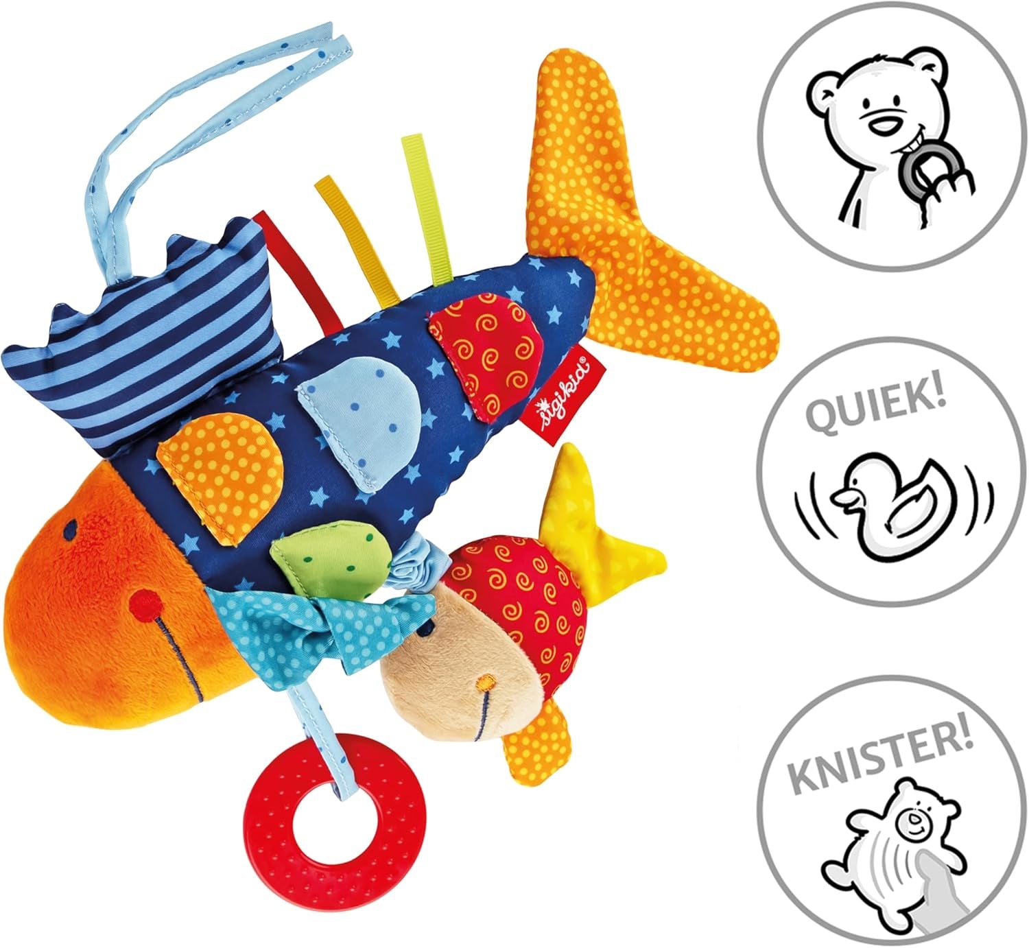 SIGIKID 40104 Pesce attivo Baby Activity PlayQ Giocattolo per bambini ragazzi e ragazze consigliato a partire da 3 mesi multicolore Baby Toys Naty Shop