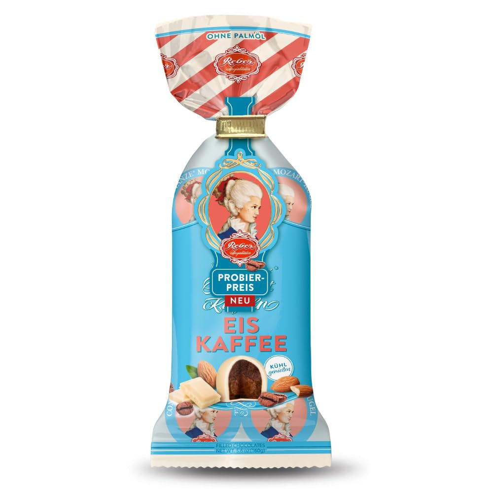 Reber Mozart palline al cioccolato fondente, confezione da 6 con marzapane e torrone, vegan - 1 x 120 g