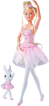 Simba 105733603 - Steffi Love Dancing Ballerina, Steffi come bambola ballerina con amico animale e gonna girevole, bambola da gioco 29 cm, da 3 anni