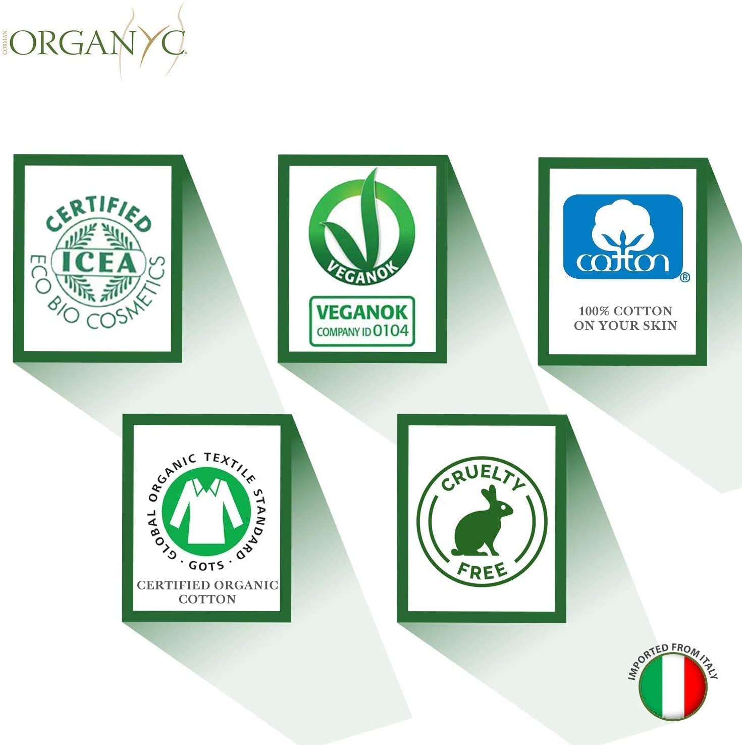 Salviette intime Organyc Moist, realizzate in cotone organico certificato al 100% - 4 confezioni da 20 salviette (80 salviette in totale)