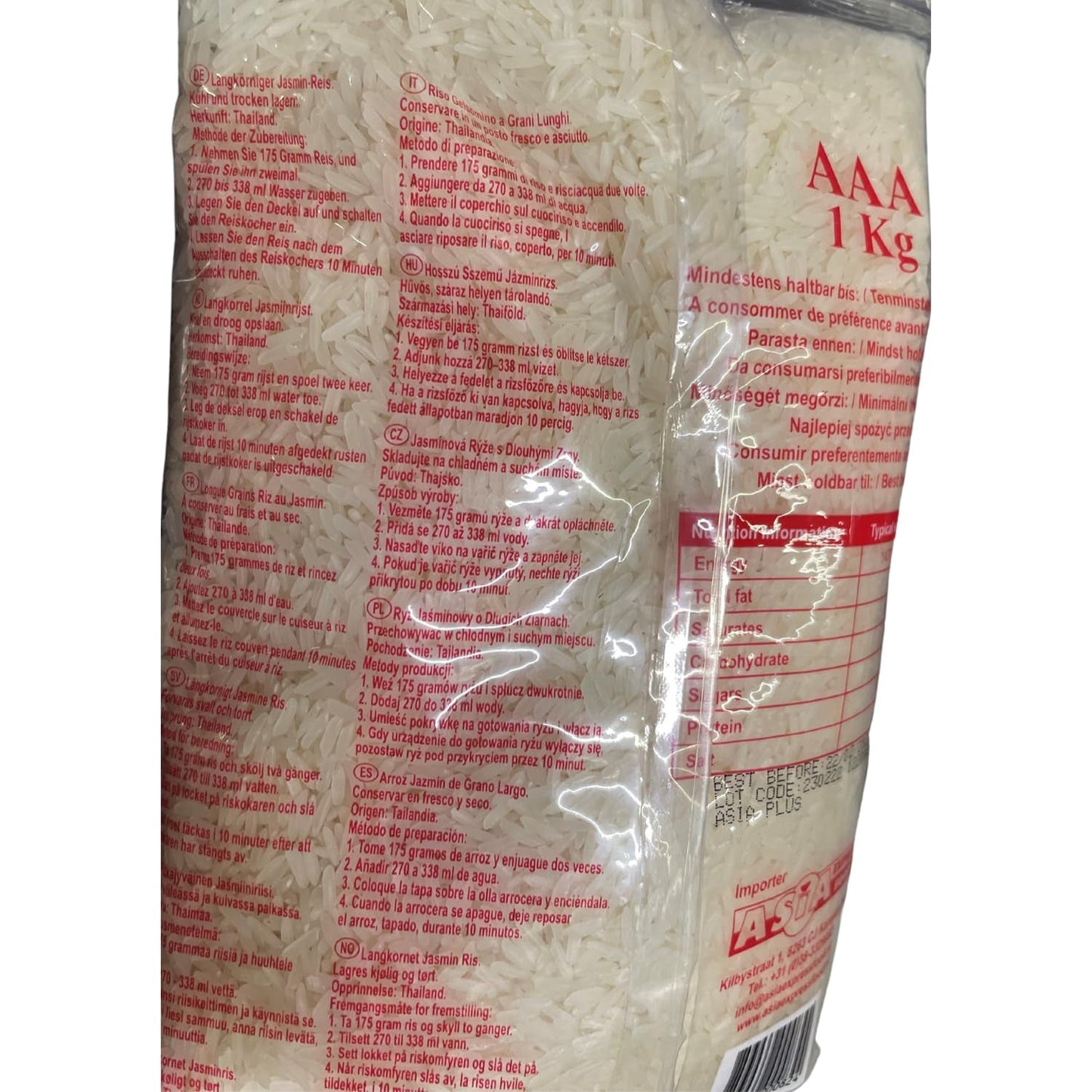 ROYAL THAI RICE - Riso a chicco lungo profumato al gelsomino - 10 x 1 KG - Confezione multipla