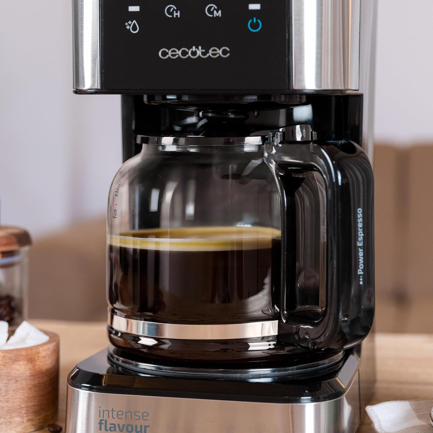 Espresso con filtro Cecotec Coffee 66 Drop and Touch, potenza 950 W, 1,5 L, 12 tazze, touch screen, caraffa in vetro, timer 24 ore, 6 interruttori, filtro a rete riutilizzabile