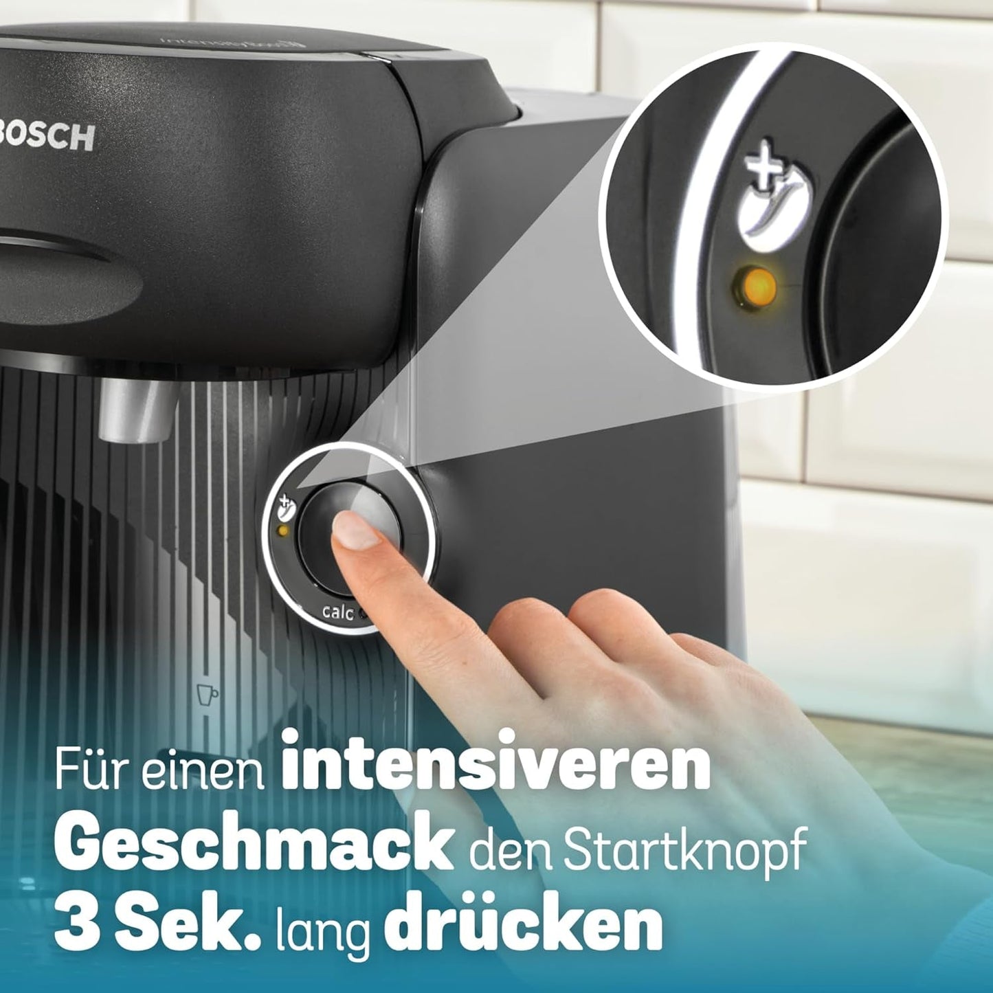 Macchina per caffè espresso a capsule Bosch Tassimo finesse TAS162E, 70 bevande, caffè più intenso premendo un pulsante, spegnimento automatico, sostenibile, dosaggio perfetto, 1400 W, nero/nero