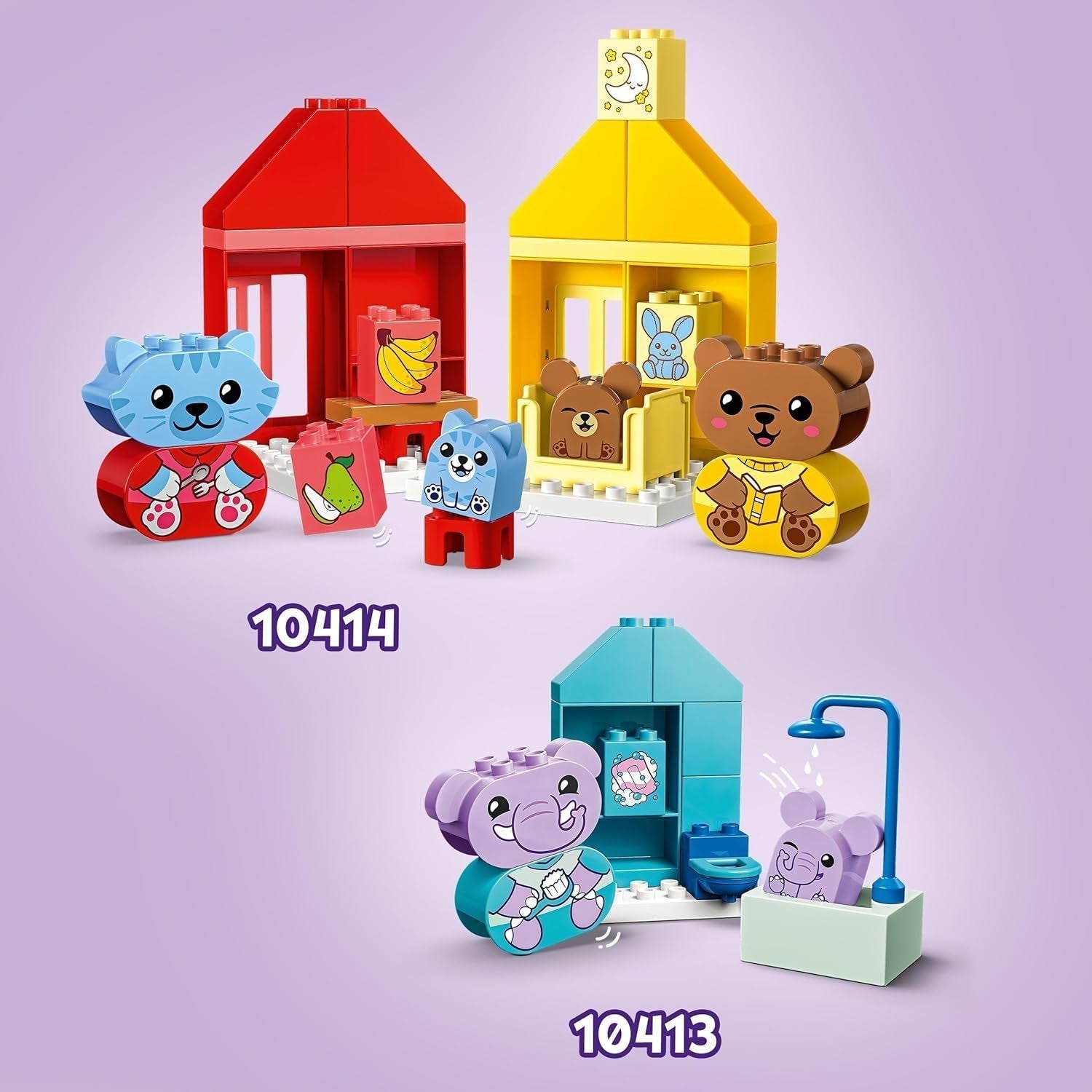 LEGO DUPLO Routine quotidiane: mangiare e andare a dormire, giocattolo didattico per incoraggiare lo sviluppo sociale ed emotivo, con 4 personaggi di animali, regalo per bambini a partire da 18 mesi 10414 Set da costruzione Besuche den LEGO-Store