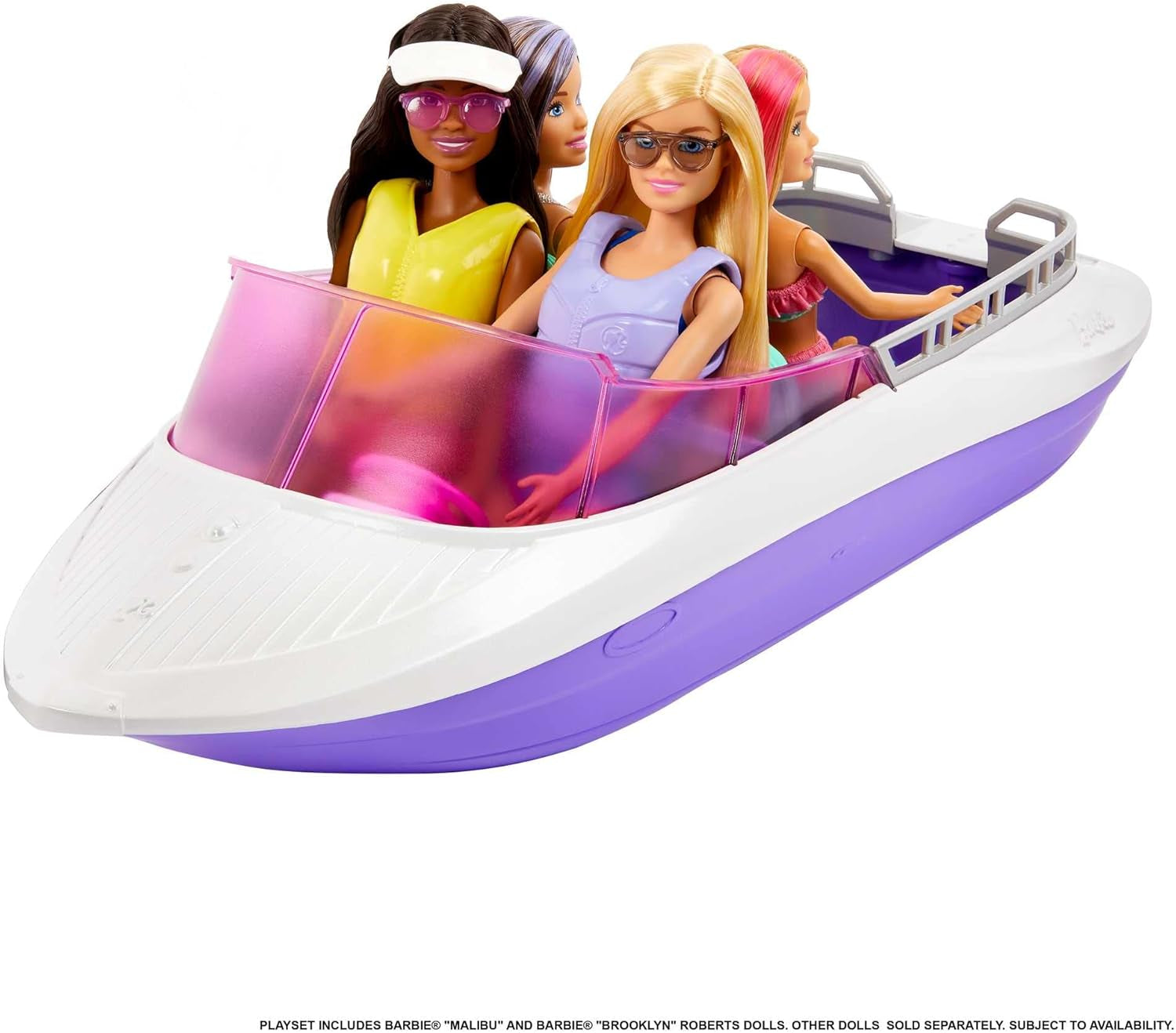 Barbie HHG60 - Barca a Motore Sirena con 2 Bambole (Bionda/Bruna) e Accessori Vari, Giocattolo per Bambini dai 3 Anni in su