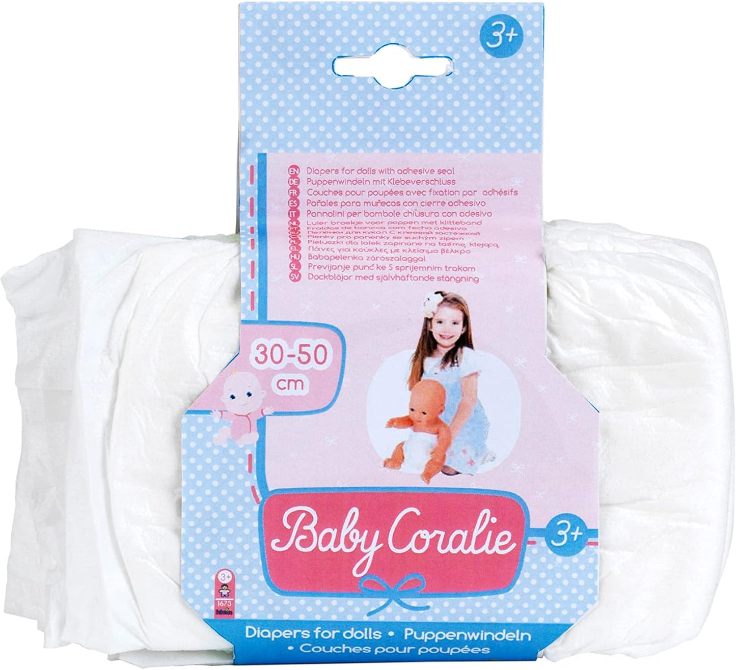 Pannolini Theo Klein 1673 Baby Coralie | Per bambole da 30 a 50 cm | Tre pannolini con velcro | Giocattolo per bambini dai 3 anni in su